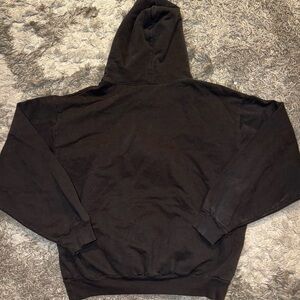 LAA 14 OZ BLACK BLANK HOODIE W/ DISTRESSING in LARGE